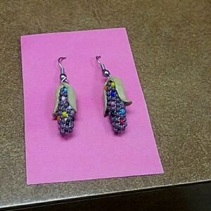 Autum colored corn beaded earrings